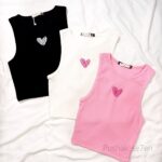 تاپ کراپ گلدوزی قلب تاپ کراپ دخترونه تاپ کراپ