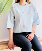 تیشرت کراپ گلدوزی پاپیون۱۲۵۲