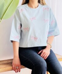 تیشرت کراپ گلدوزی پاپیون۱۲۵۲