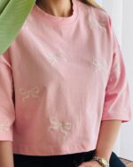 تیشرت کراپ گلدوزی پاپیون۱۲۵۲ - Image 6