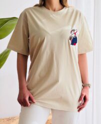 تیشرت لانگ پلنگ صورتی تیشرت لش تیشرت لش دخترونه پلنگ صورتی