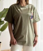 تیشرت لانگ پلنگ صورتی تیشرت لش تیشرت لش دخترونه پلنگ صورتی